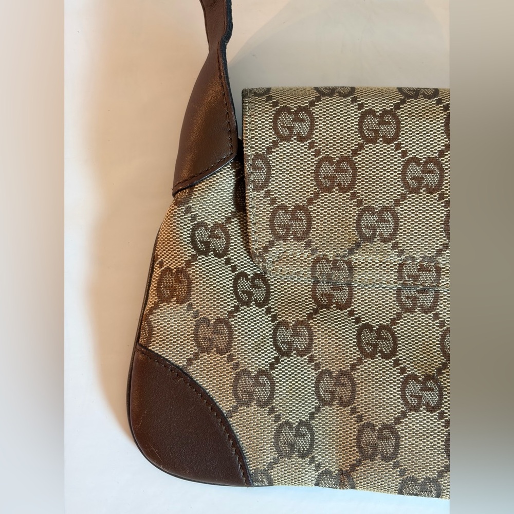 Vintage Gucci, Jackie O Bag GG Supreme Canvas & Brown Leather Bag UNISEX - Picture 7 of 13